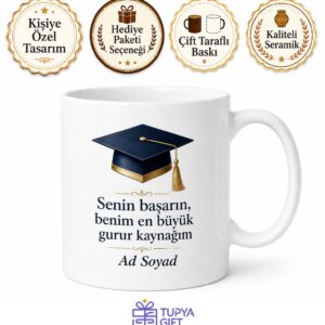 Çocuğu Üniversite Kazanan Gururlu Babaya Başarı Kupası Hediye Bardak