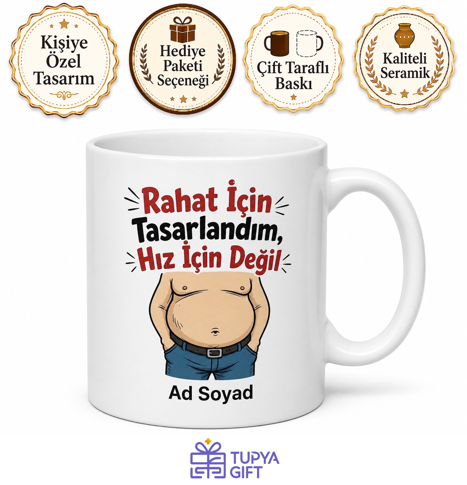 Rahat İçin Tasarlandım Hız İçin Değil Temalı Esprili İngilizce Kupa Bardak Baba Hediye Komik Mug