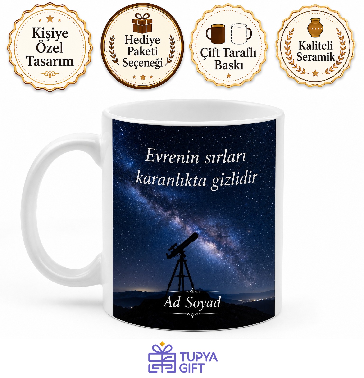 Astrofotoğrafi Yapanlara Samanyolu Teleskop Uzay Derinliği Kupa Bardak Hediye