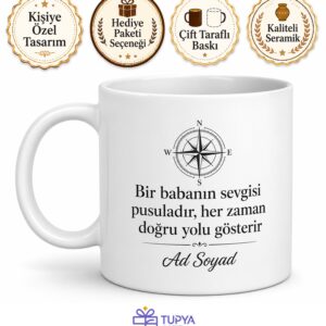 Bir Babanın Sevgisi Pusuladır Yazılı Kupa Bardak Babalar Günü Hediye