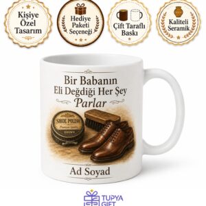 Ayakkabıları Boyayan Babalara Parlayan Ayakkabı Cila Kutusu Kupa Bardak Hediye