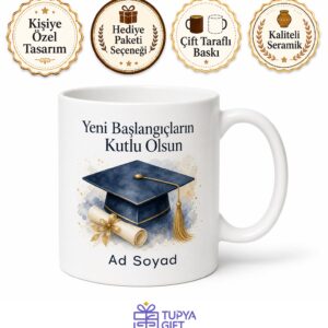 Mezuniyet Hatırası Kişiye Özel Fotoğraflı Baskılı Kupa Bardak Hediye