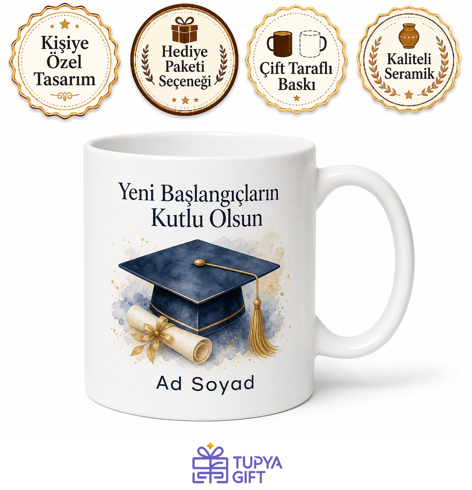 Mezuniyet Hatırası Kişiye Özel Fotoğraflı Baskılı Kupa Bardak Hediye