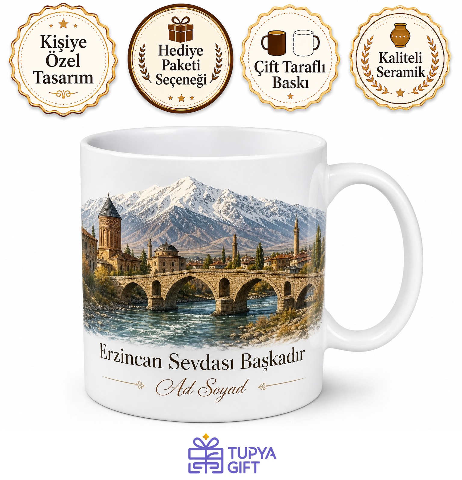 Erzincan Şehir Anısı Fotoğraflı Kupa Bardak Hatıra Hediye