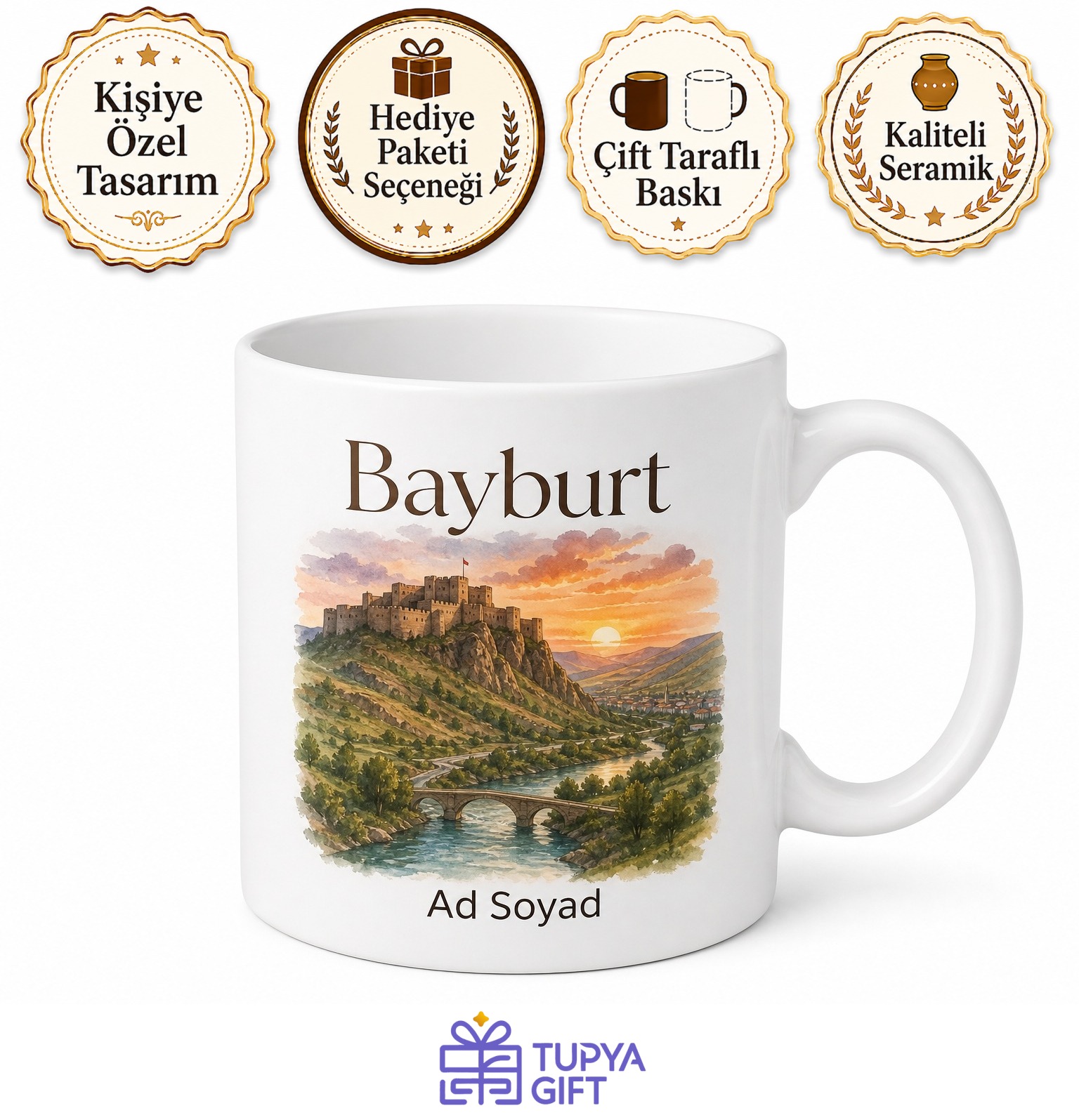 Bayburt Şehir Hatırası Fotoğraflı Kupa Bardak Hediye Porselen Mug