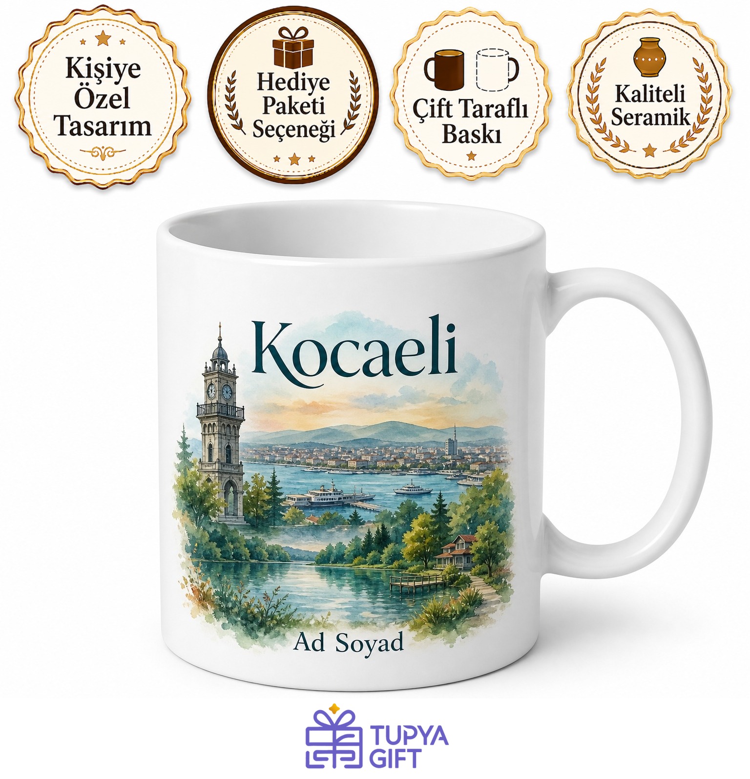 Kocaeli Şehir Hatırası Fotoğraflı Kupa Bardak Hediye Porselen Mug