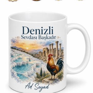 Denizli Şehir Anısı Fotoğraflı Kupa Bardak Hatıra Hediye Porselen Mug