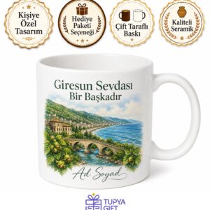 Giresun Memleket Hatırası Fotoğraflı Kupa Bardak Hediye Porselen