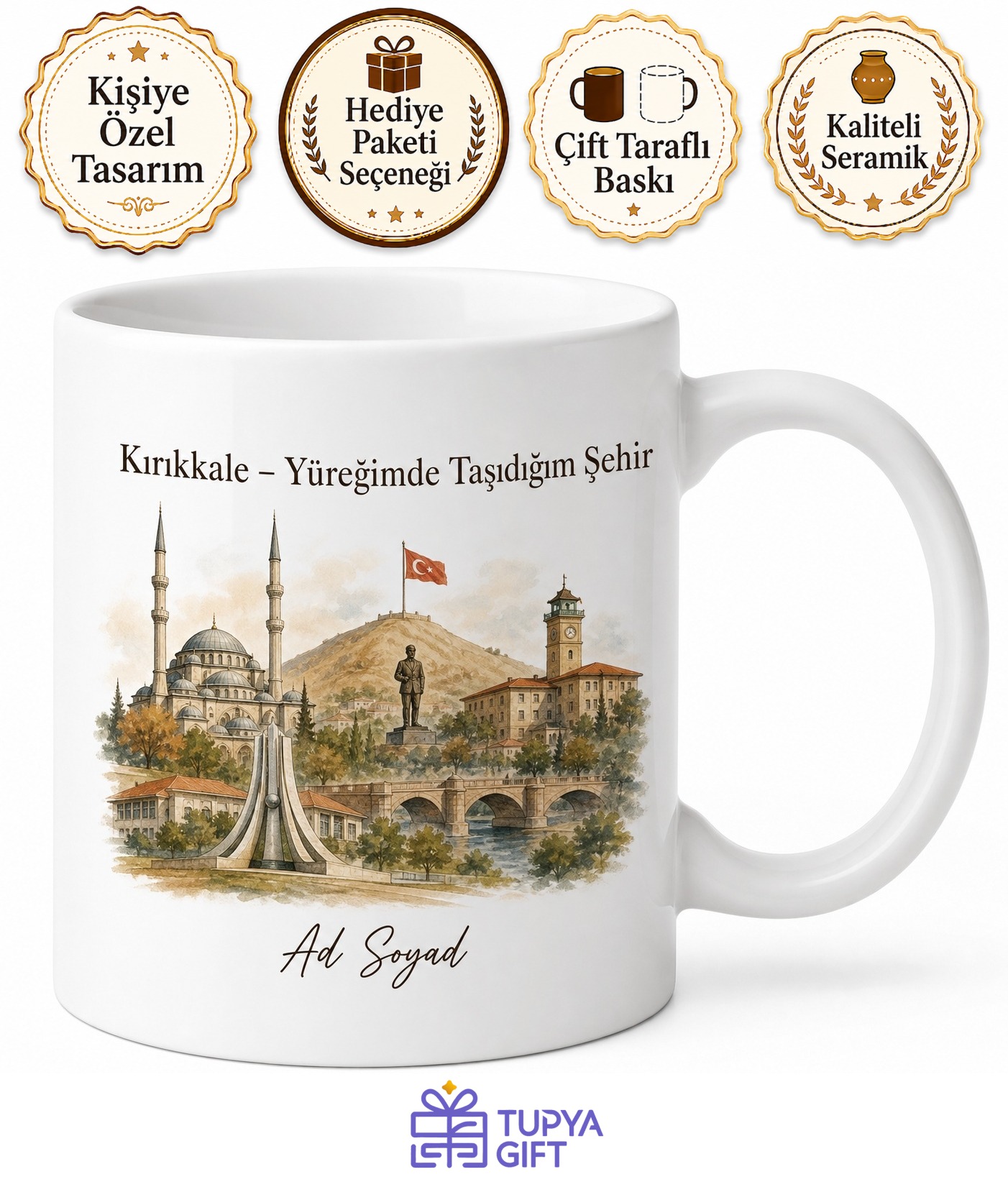Kırıkkale Şehir Hatırası Fotoğraflı Kupa Bardak Hediye Porselen