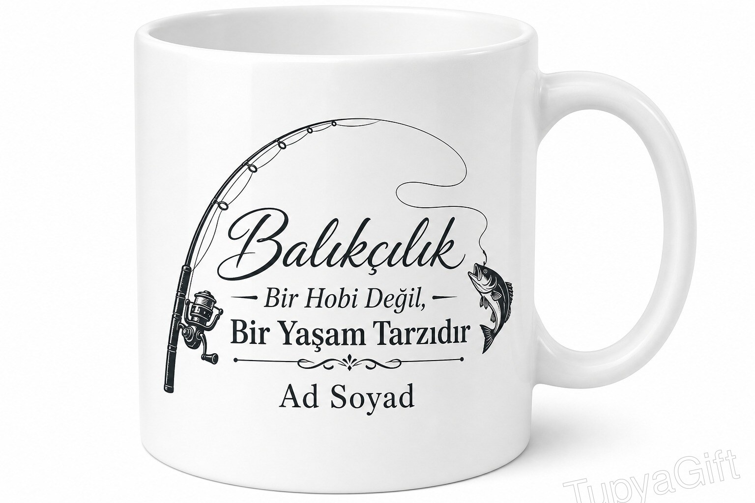 Balıkçılık Yaşam Tarzı İngilizce Kupa Bardak Hediye