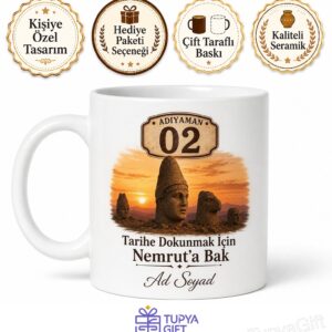 Adıyaman Plakalı Nemrut Manzaralı Kişiye Özel Hatıra Kupa Bardak Hediye