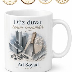 Alçıpancıya Hediye Vida Sesi Profil Kesimi Asma Tavan Alçı Tozu Baskılı Kupa Bardak