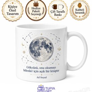 Ali Kuşçu Ay Haritası Astronomi Ustası Yıldız Gözlemcisi Kupa Bardak Hediye