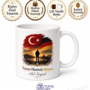 Almanya Acı Vatan Yazılı Hasret Özlem Dolu Gurbetçi Kupası Hediye Bardak