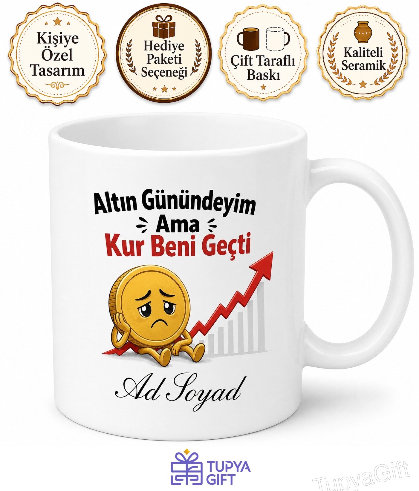 Altın Gününde Gram Altın Takamayanlara Döviz Kuru Esprili Kupa Bardak Hediye