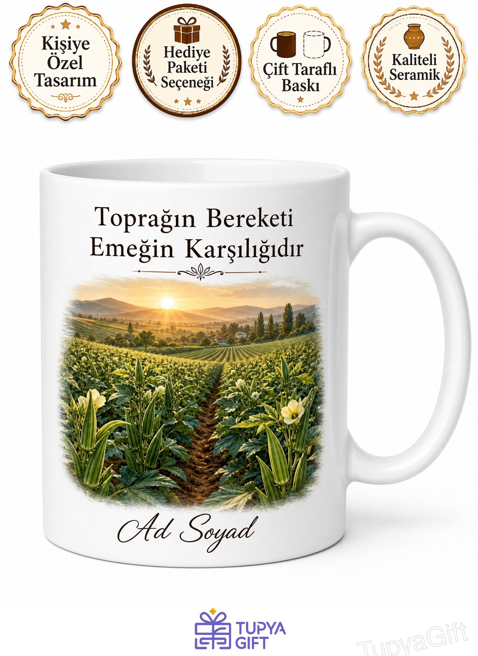 Amasya Göynücek Bamya Tarlaları Bereketli Topraklar Kupası Hediye Bardak