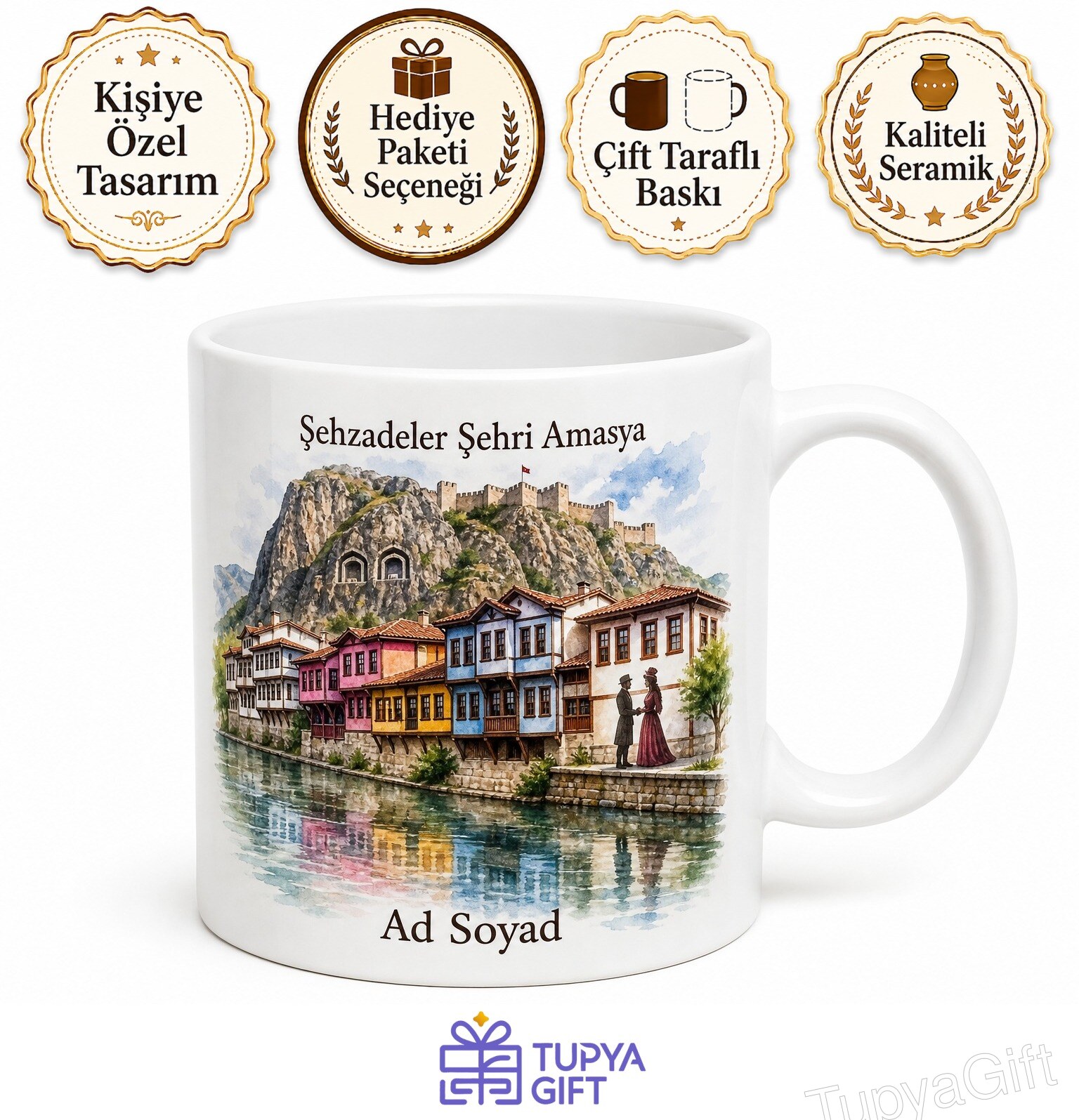 Amasya Yalıboyu Evleri Şehzadeler Şehri Ferhat İle Şirin Kupa Bardak Hediye