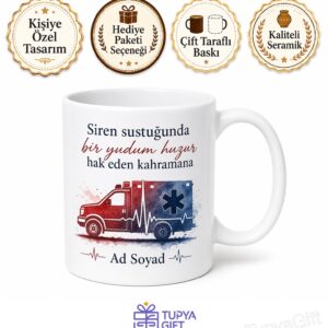 Ambulans Şoförüne Siren Sesleri Arasında Çay Molası Kupası Hediye Bardak