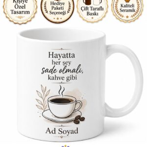 Americano İçenlere Sade Filtre Kahve Sert İçim Kupa Bardak Hediye