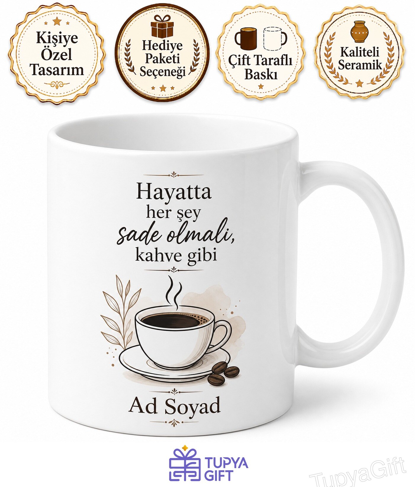 Americano İçenlere Sade Filtre Kahve Sert İçim Kupa Bardak Hediye