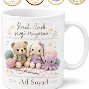 Amigurumi Örenlere Tığ İşi Sevimli Oyuncak İlmek İlmek Sevgi Emeği Kupa Hediye