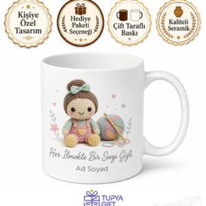 Amigurumi Tığ İşi Örgü Oyuncak Temalı Kupa Bardak Hediye Amigurumi Yapanlara