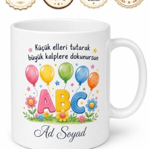 Anaokulu Öğretmenine Özel Renkli Ve Neşeli Kahve Kupası Hediye Bardak