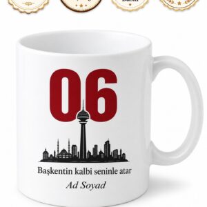 Ankara Plakalı Başkent Ruhu İsme Özel Seramik Kupa Bardak Hediye