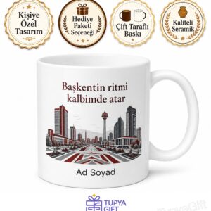 Ankara Pursaklar Modern Şehir Yaşamı Başkent Çay Kupası Özel Tasarım Hediye Bardak