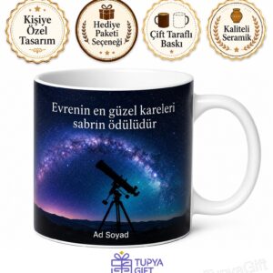 Astrofotoğrafi Uzay Derinliği Teleskop Samanyolu Temalı Porselen Kupa Bardak Hediye