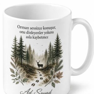 Avcıya Doğa İzleri Ve Sessiz Takip Orman Ruhu Çay Kupası Hediye Bardak