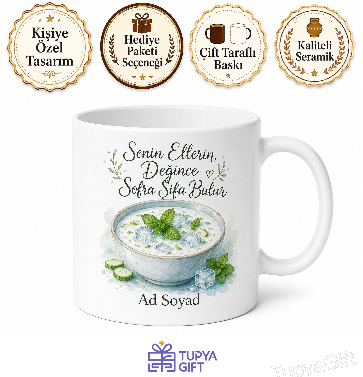 Ayran Aşı Çorbası Kaynatan Annelere Özel Yaz Serinliği Hediye Kupa Bardak