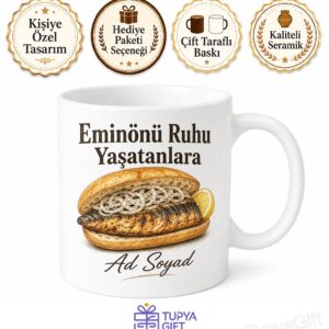 Balık Ekmekçiye Eminönü Ruhu Yaşatanlara Izgara Balık Yarım Ekmek Soğan Kupa Bardak Hediye