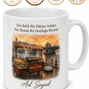 Balık Ekmekçiye Hediye Eminönü Ruhu Izgara Balık Soğan Kokusu Hatıra Kupa Bardak
