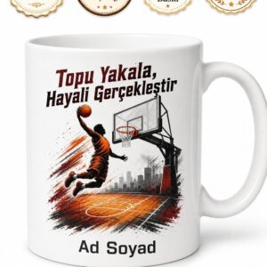 Basketbolcuya Hediye Pota Altı Ribaunt Smaç Üçlük Basketbol Sahası Baskılı Kupa Bardak