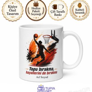Basketbolcuya Pota Altı Smaç Üç Sayı Ribaund Mücadelesi Kupa Bardak Hediye