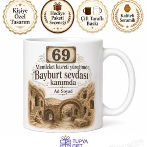Bayburt Plakalı Aydıntepe Yeraltı Şehri Temalı Memleket Kupa Bardak Hediye