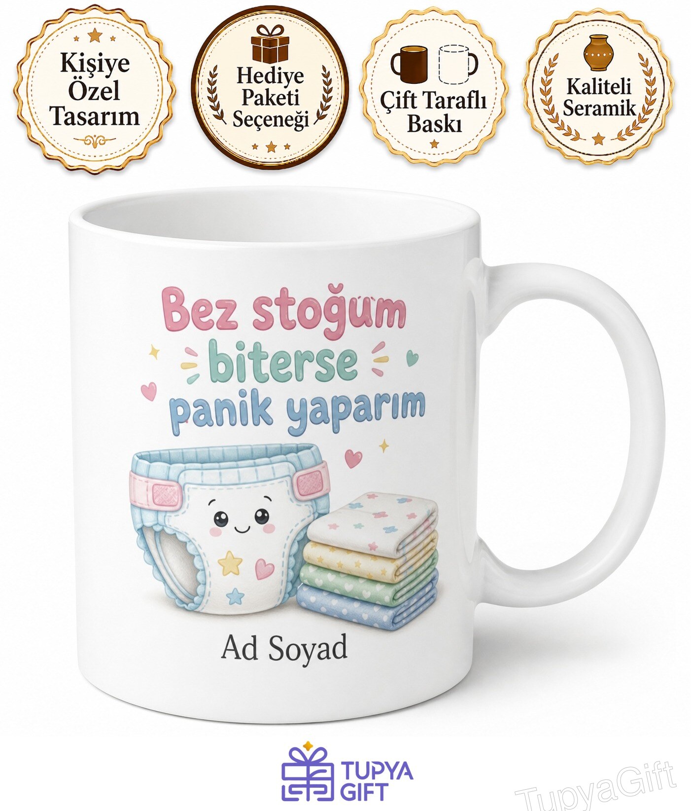 Bebek Bezi Kullananlara Komik Kupa Yenidoğan Bezi Sızdıran Bez Stoğu Hediye Bardak