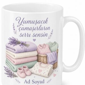 Bebek Yumuşatıcısı Kullanan Annelere Yumuşacık Çamaşırlar Kupa Bardak Hediye