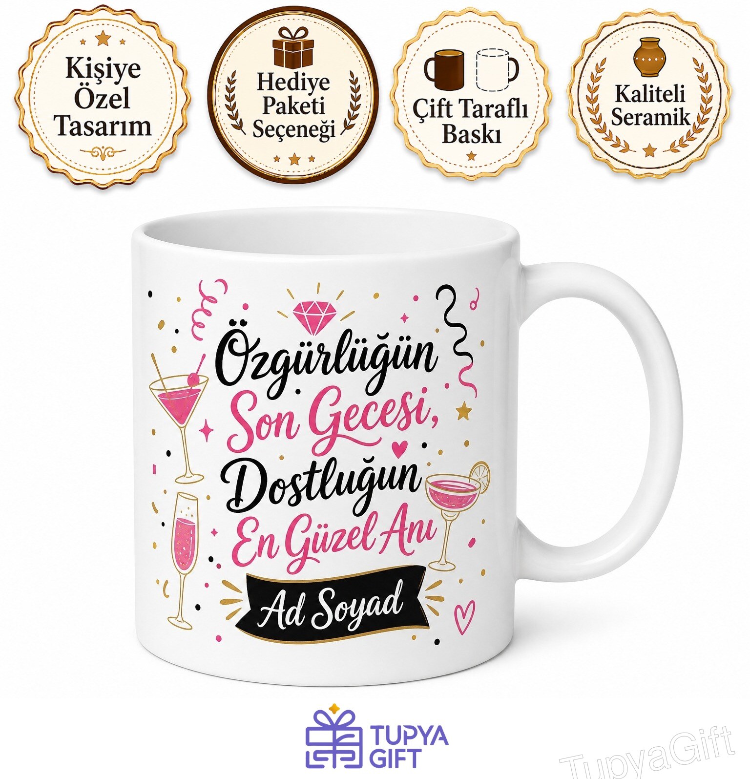 Bekarlığa Veda Partisi Son Bekar Gecesi Kupa Bardak Eğlenceli Hediye