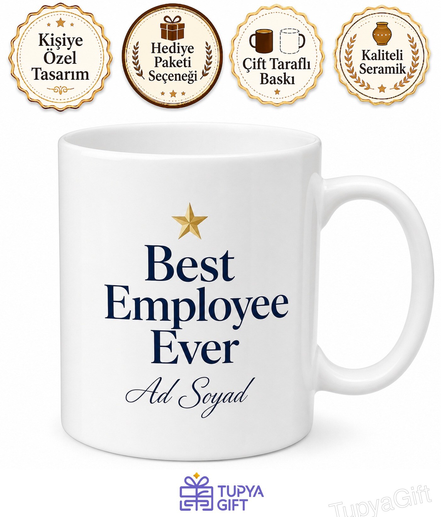 Best Employee Ever Baskılı Dünyanın En İyi Çalışanı İngilizce Kupa Bardak Hediye