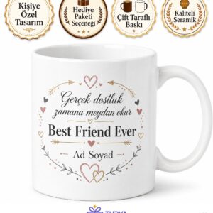 Best Friend Ever Baskılı Dünyanın En İyi Arkadaşı İngilizce Kupa Bardak Hediye