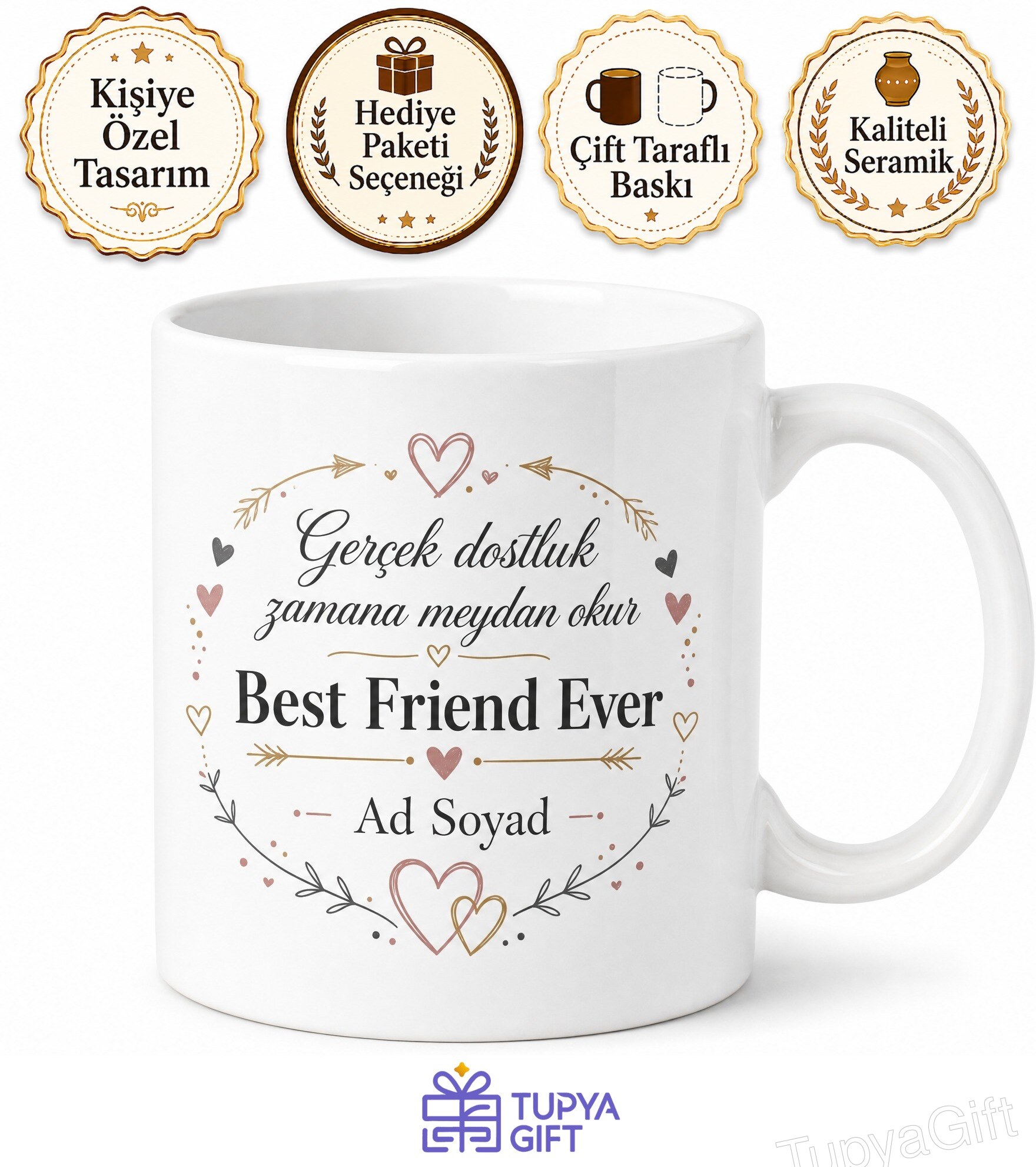 Best Friend Ever Baskılı Dünyanın En İyi Arkadaşı İngilizce Kupa Bardak Hediye