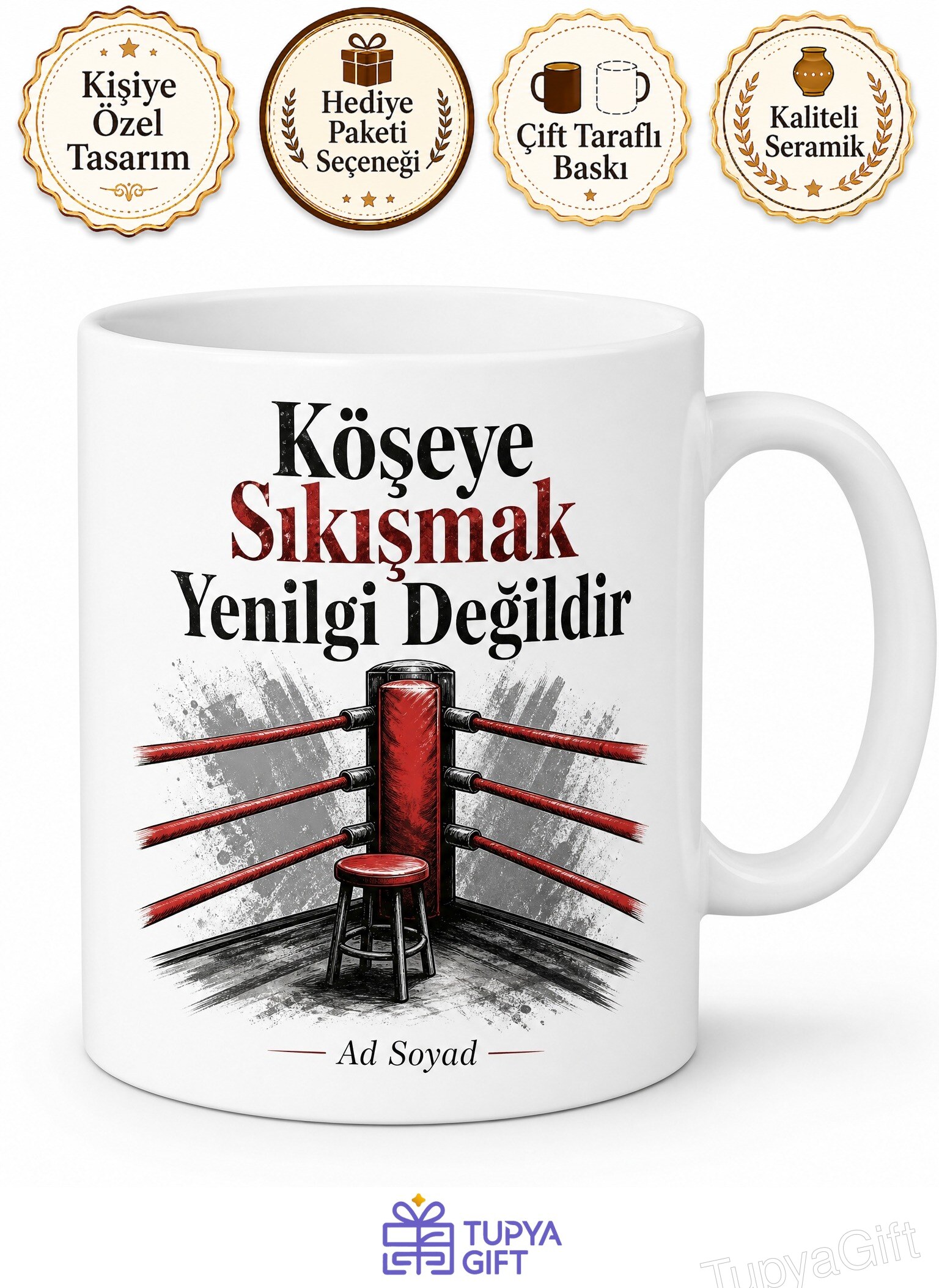 Boks Ringinde Köşeye Sıkışanlara Nakavt Olmadan Önceki Son Mola Kupa Hediye