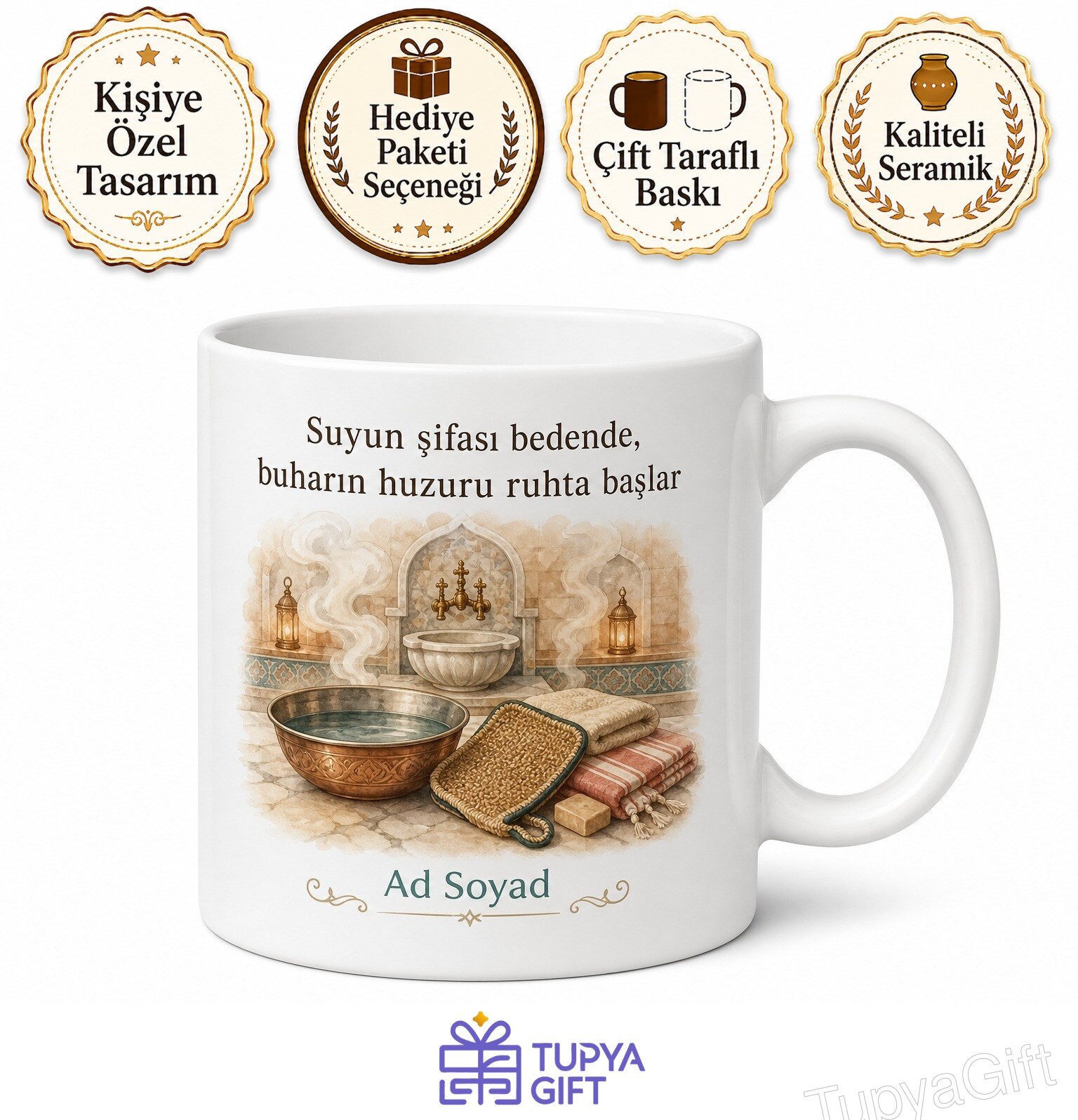 Buhar Odasına Giren Kese Yaptıranlara Hamam Taşı Göbek Taşı Buhar Kupa Hediye