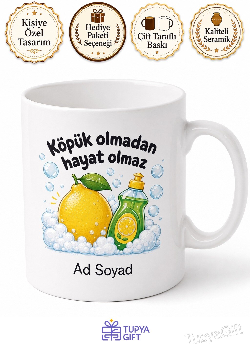 Bulaşık Deterjanı Kullananlara Sıvı Deterjan Limon Kokulu Köpüren Deterjan Kupa Hediye