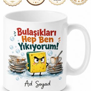 Bulaşıkları Hep Ben Yıkıyorum Esprili Mutfak Kupası Komik Hediye Bardak
