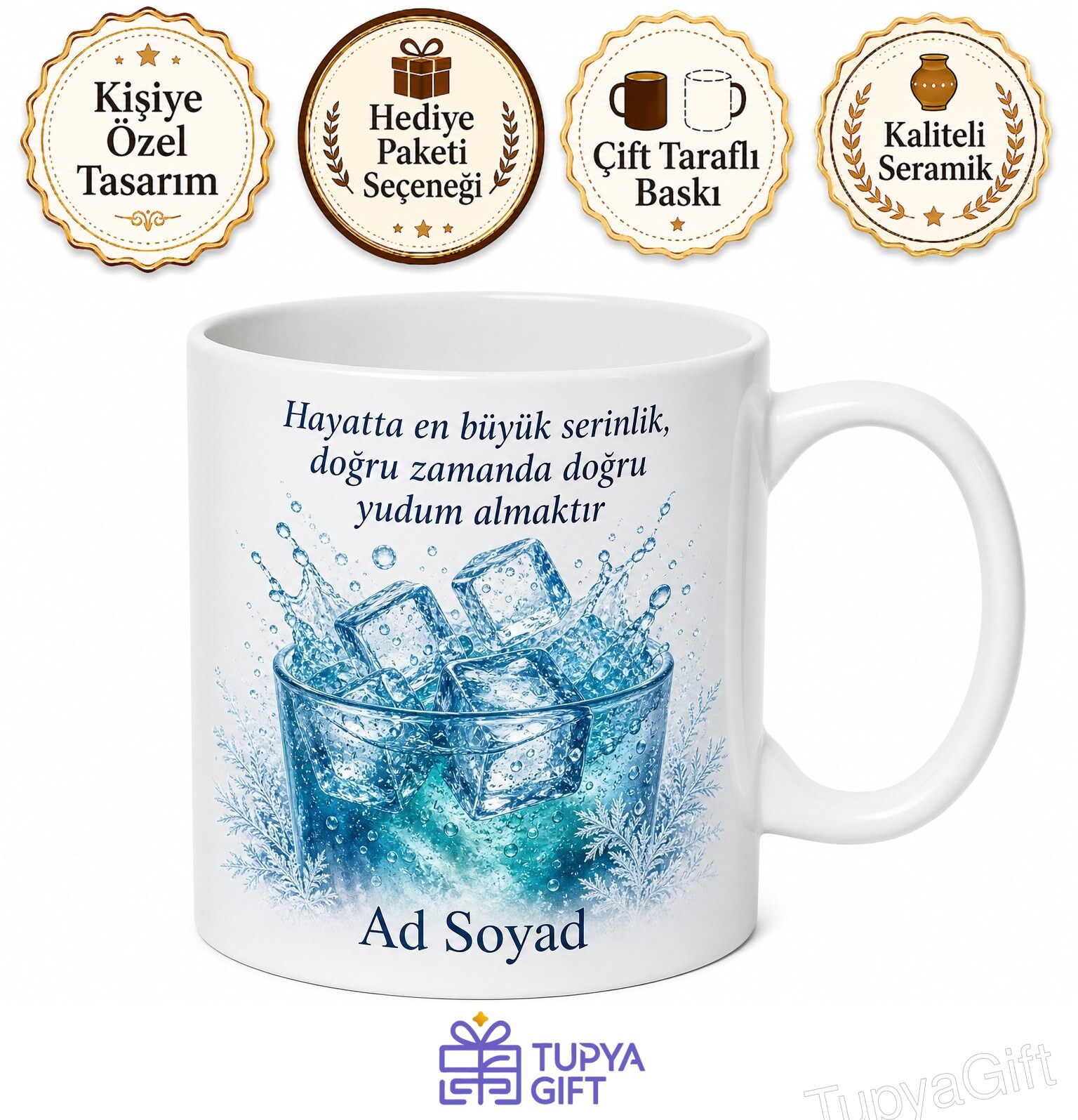 Buz Kullananlara Buz Küpü Soğuk İçecek Yaz Sıcağı Serinliği Kupa Bardak Hediye