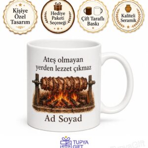 Cağ Kebabı Ustası Odun Ateşi Lezzeti Erzurum Gurme Kahve Kupası Hediye Bardak