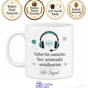 Çağrı Merkezi Temsilcisi Kupa Müşteri Şikayeti Sabır Kulaklık Hediye Bardak
